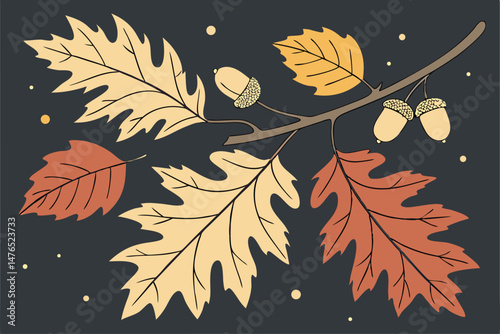 88 minimalist,autumnal,nature,leaves,shapes,textures,dark background,mood lighting,digital art,vector illustration