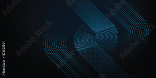 Wallpaper Mural Dark blue abstract background with glowing circle lines. Geometric stripe line art design. Modern shiny blue diagonal rounded lines pattern. Futuristic technology concept. Vector illustration Torontodigital.ca