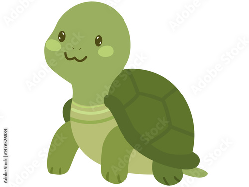 little turtle sticker icon cute sea vector illustration green baby tortoise isolated in white.