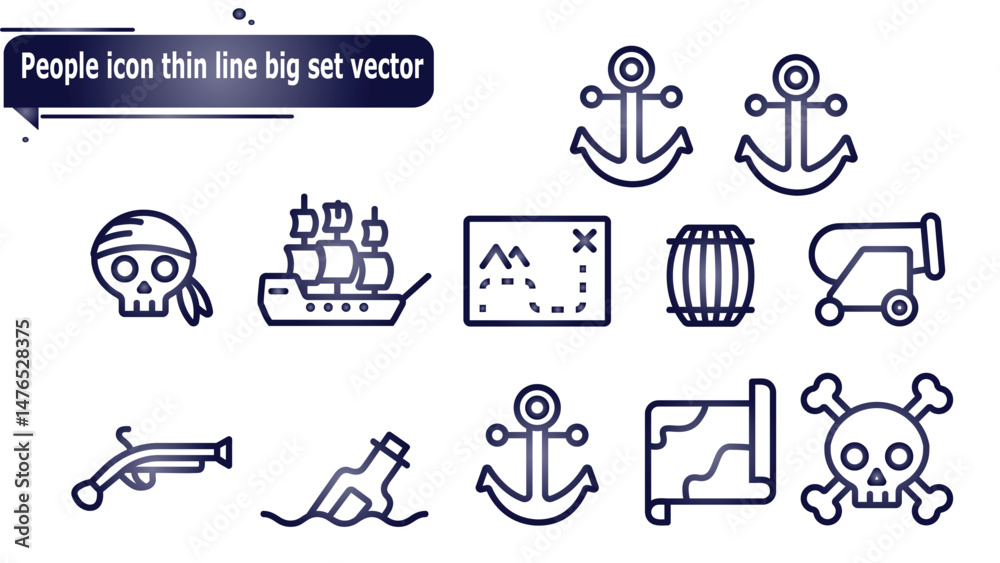People icon thin line big set vector People icon thin line big set vector