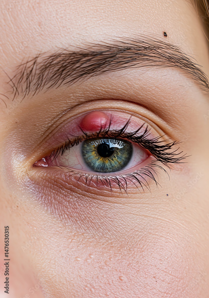 Obraz premium Close-up Eye with Stye: Realistic Medical Photography