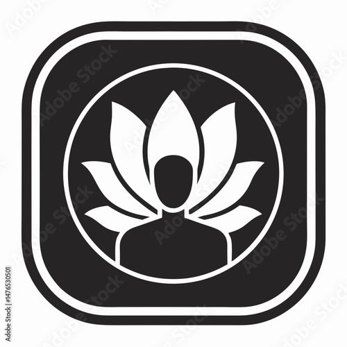 Lotus Flower and Human Head Silhouette Logo for Mental Health Wellness and Meditation App Branding Vector Illustration