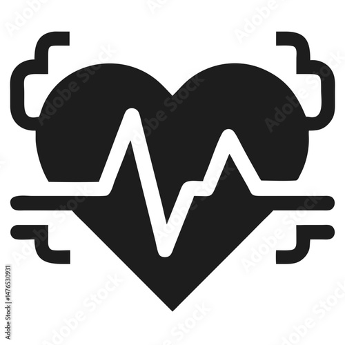 Clean Health Tech Logo with Heart Pulse Line Morphing into AI Chip for Modern Medical and Wellness Branding Vector