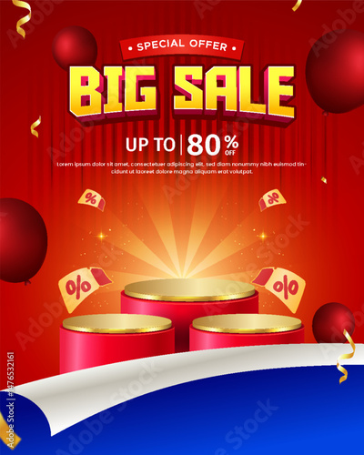 Discount sale promotion event banner template and social media post