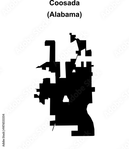 Coosada (Alabama) blank outline map