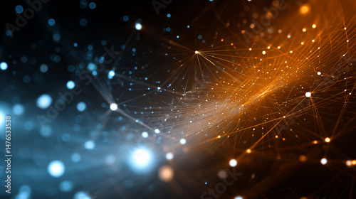 Tech connections on dark background, A close-up view of a constellation, with bright stars connected by lines to form a familiar