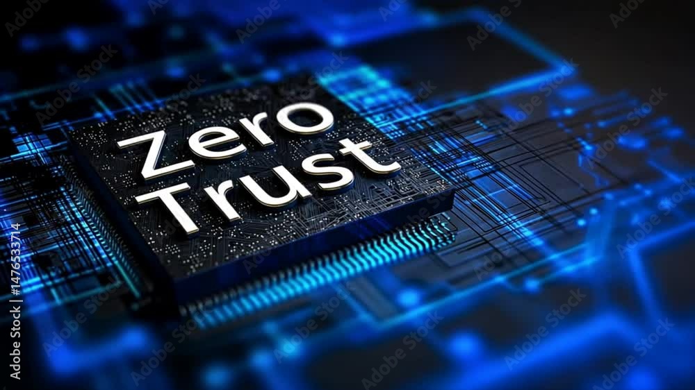 Zero trust text placed on ai chip with cyber background shows tech defense concept tied to zero trust security, privacy, and secure digital layers Zero trust text placed on ai chip with cyber background shows tech defense concept tied to zero trust security, privacy, and secure digital layers