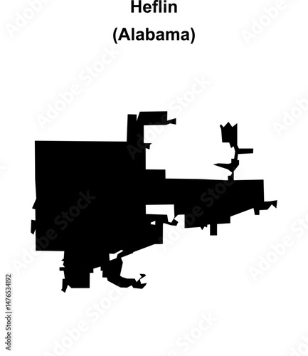 Heflin (Alabama) blank outline map photo