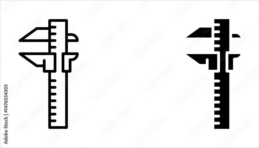Vernier caliper icon set. sign for mobile concept and web design on white background Vernier caliper icon set. sign for mobile concept and web design on white background