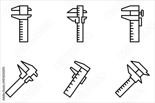 Vernier caliper icon set. sign for mobile concept and web design on white background
