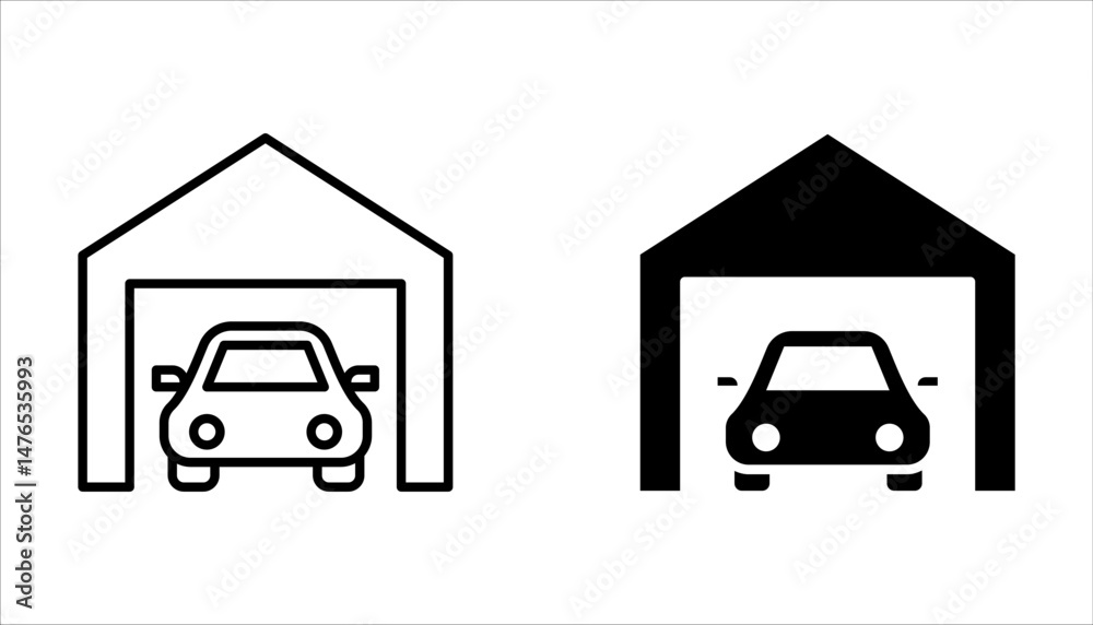 Garage icon set. vehicle, carport, storage, automobile, car icon on white background Garage icon set. vehicle, carport, storage, automobile, car icon on white background