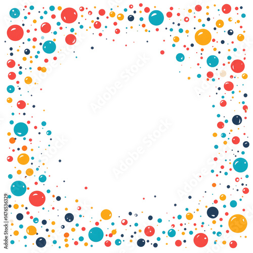 Colorful dot pattern frame design cutout isolated on transparent bg, png