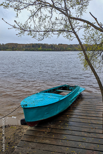 boat on the bank of a big river