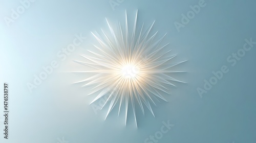 Abstract Burst of Light with Sharp Edges on Light Blue Background