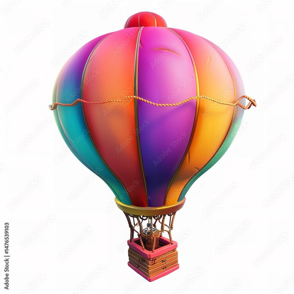 Obraz premium Colorful hot air balloon illustration vibrant rainbow balloon design for travel and adventure theme 100