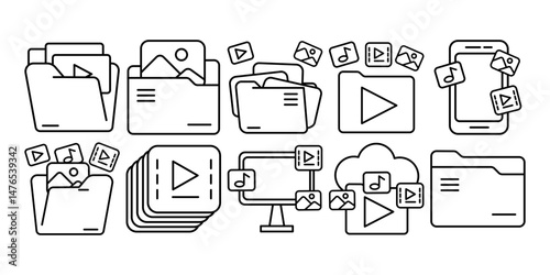 Content Library Line Icon