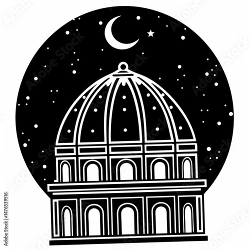 classic dome with crescent moon