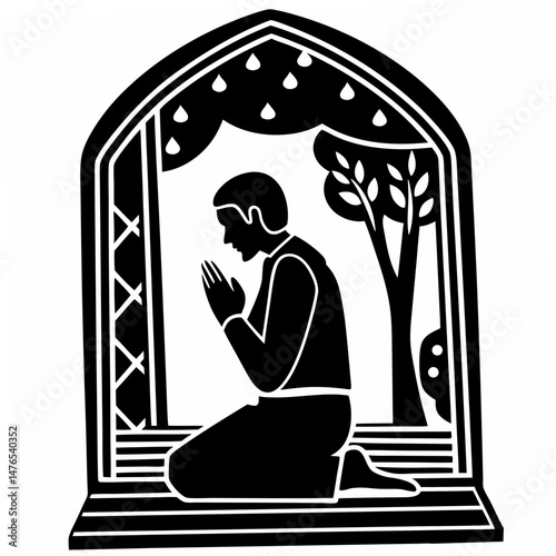  man kneeling in prayer
