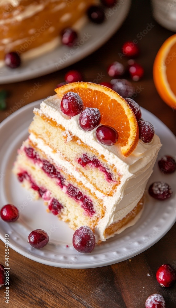 custom made wallpaper toronto digitalSlice of Cranberry Orange Cake With Fresh Orange and Cranberries, Festive Christmas Dessert