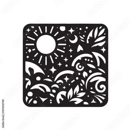 Pocket Square Silhouette line art vector illustration on white background