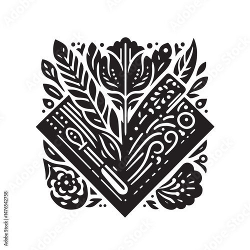 Pocket Square Silhouette line art vector illustration on white background