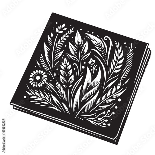 Pocket Square Silhouette line art vector illustration on white background