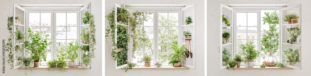 Fototapeta premium Window Displays with Lush Greenery