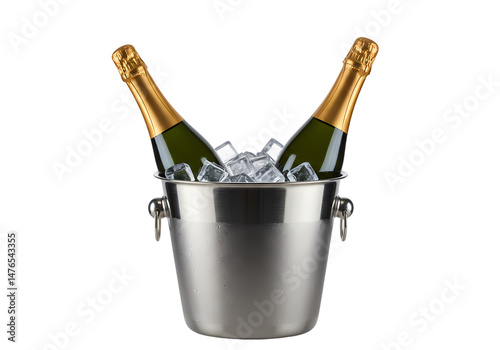 Champagne Ice Bucket Cool  Elegant Drink Chiller on Transparent background