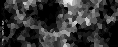 Dark gray ash Broken quartz stained Glass Background with White lines. Voronoi diagram background. Seamless pattern with 3d shapes vector Vintage background. Geometric Retro tiles pattern