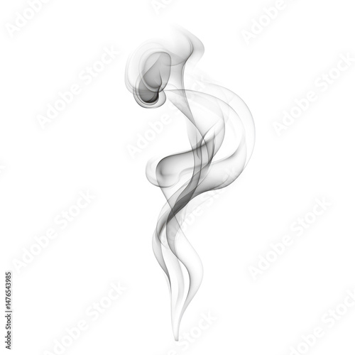 Black and white smoke swirl cutout isolated on transparent bg, png
