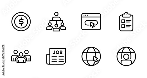 Hiring Process Line Icons. Recruitment, Job Application, Interview, Candidate Selection Vector Set