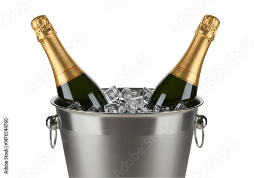 Champagne in Ice Bucket Cool Drinks Festive Occasions on Transparent background