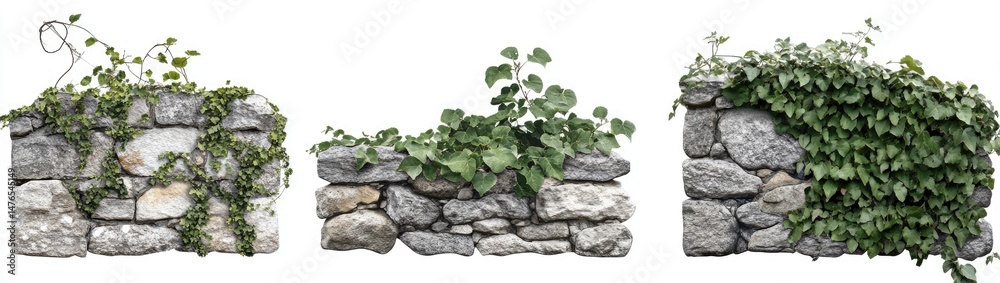 Fototapeta premium Rustic Stone Walls with Climbing Vines