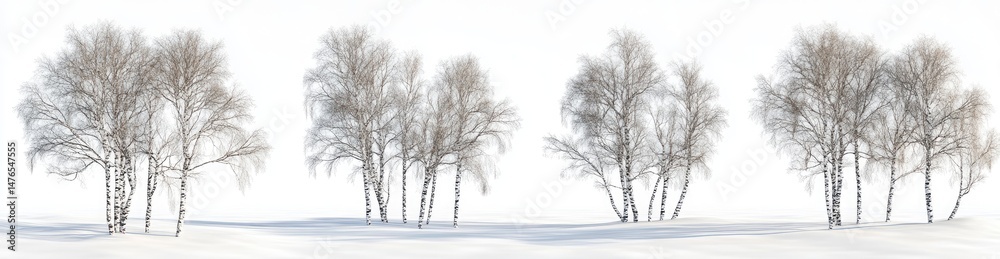Fototapeta premium Winter Birch Trees on Snow