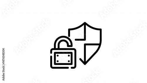 icon line motion graphic shield