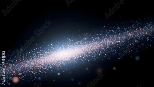 Radiant Orange Energy Beam with Sparkling Particles on a Dark Sci-Fi Backdrop
