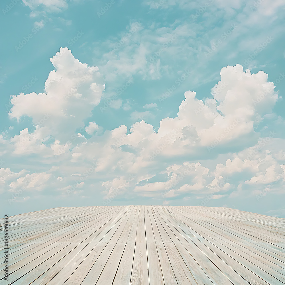 Wooden Deck with Sky, and Cloudscape. Wooden Deck with Sky, and Cloudscape.