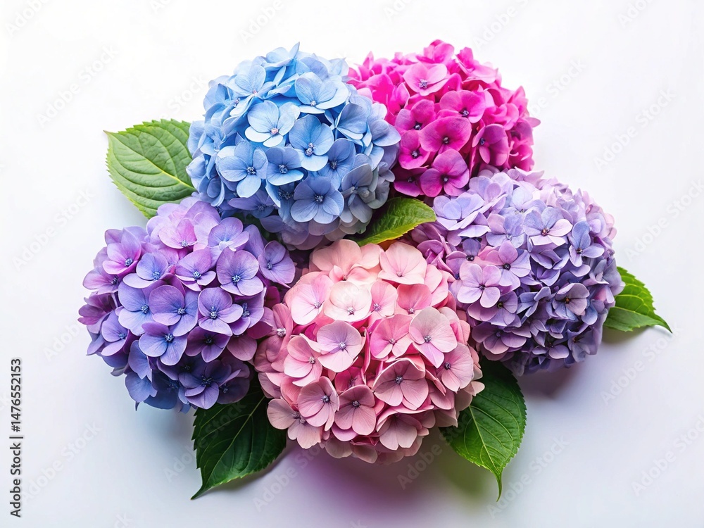 Obraz premium A collection of vibrant and colorful hydrangea blossoms in full bloom