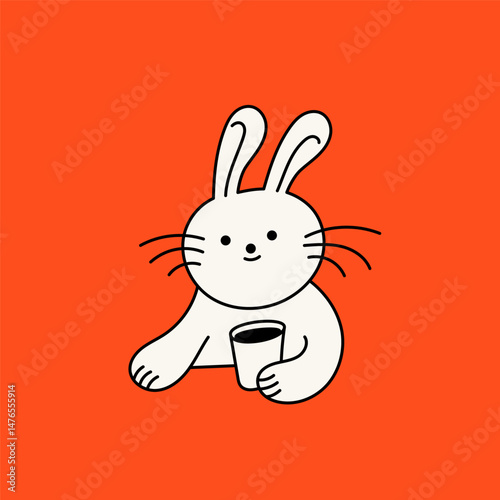 Vector logo design template and graphic element for advertising, branding, posters and banners, funny cartoon illustration with smiling character and mascot, coffee lover, specialty coffee spot emblem