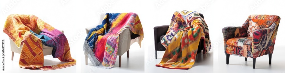 Naklejka premium Colorful Throws Draped Over Armchairs