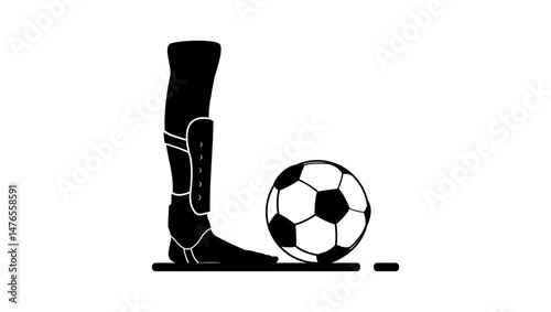 Sock Shin Guard,  black isolated silhouette