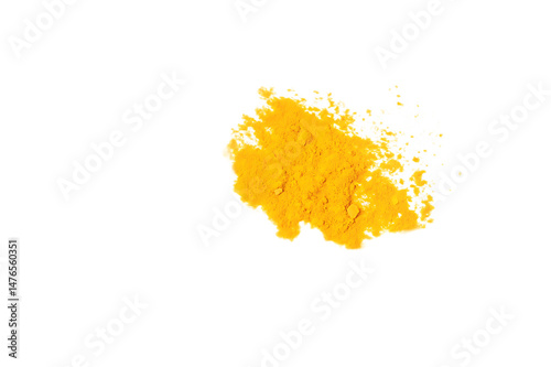 Bright Yellow Turmeric Powder Pile Isolated on Black Background