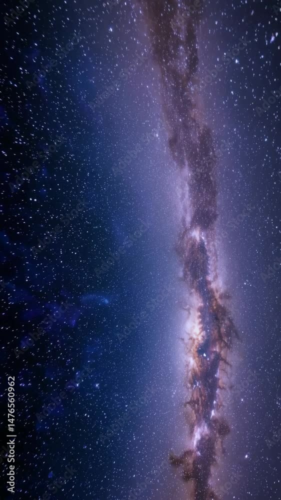 Breathtaking milky way transition across the night sky reveals cosmic wonders