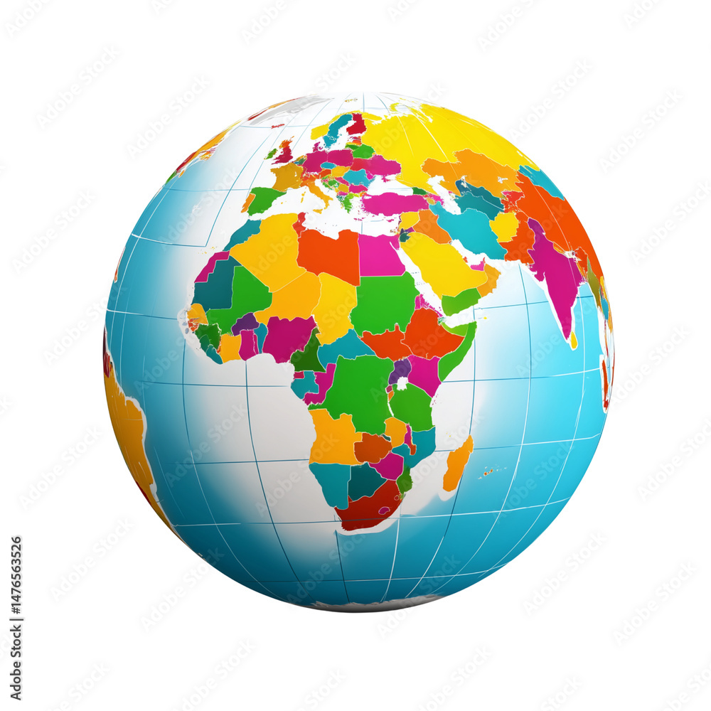 Colorful globe with highlighted Africa continent