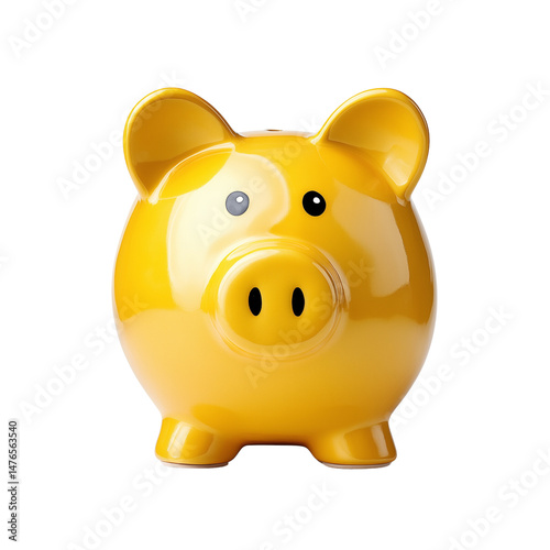 Yellow piggy bank with a smiling face
