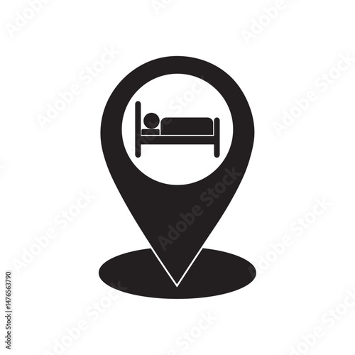 hotel lodging map pin flat icon vector