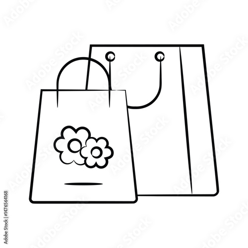 A customizable hand drawn icon of wedding shopping bags