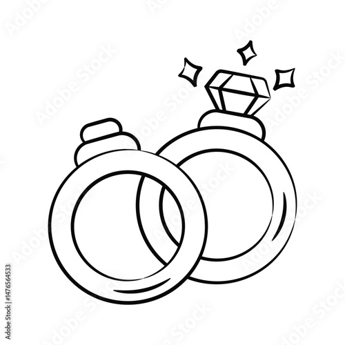 Get this trendy hand drawn icon of wedding rings