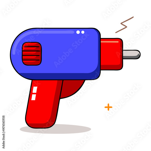 playful electric drill design with whimsical mood on minimal background