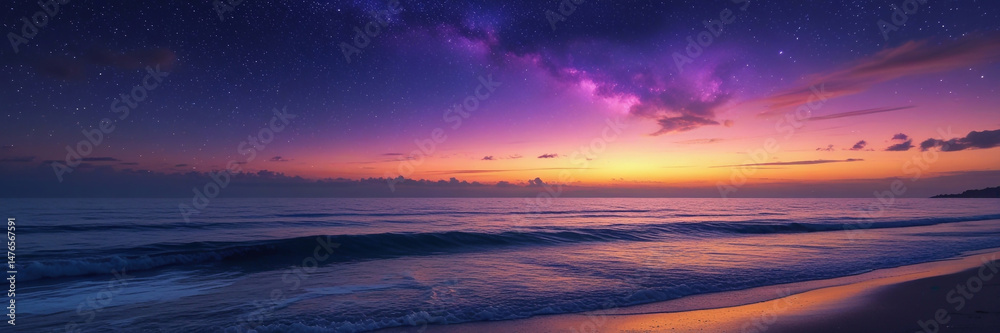 A warm and serene vibrant sunset over a tranquil ocean with gentle waves A warm and serene vibrant sunset over a tranquil ocean with gentle waves